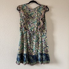Floral Leaf Vine Ruffle Frill Garden Fairy Party Spring Dress Fits Women Medium