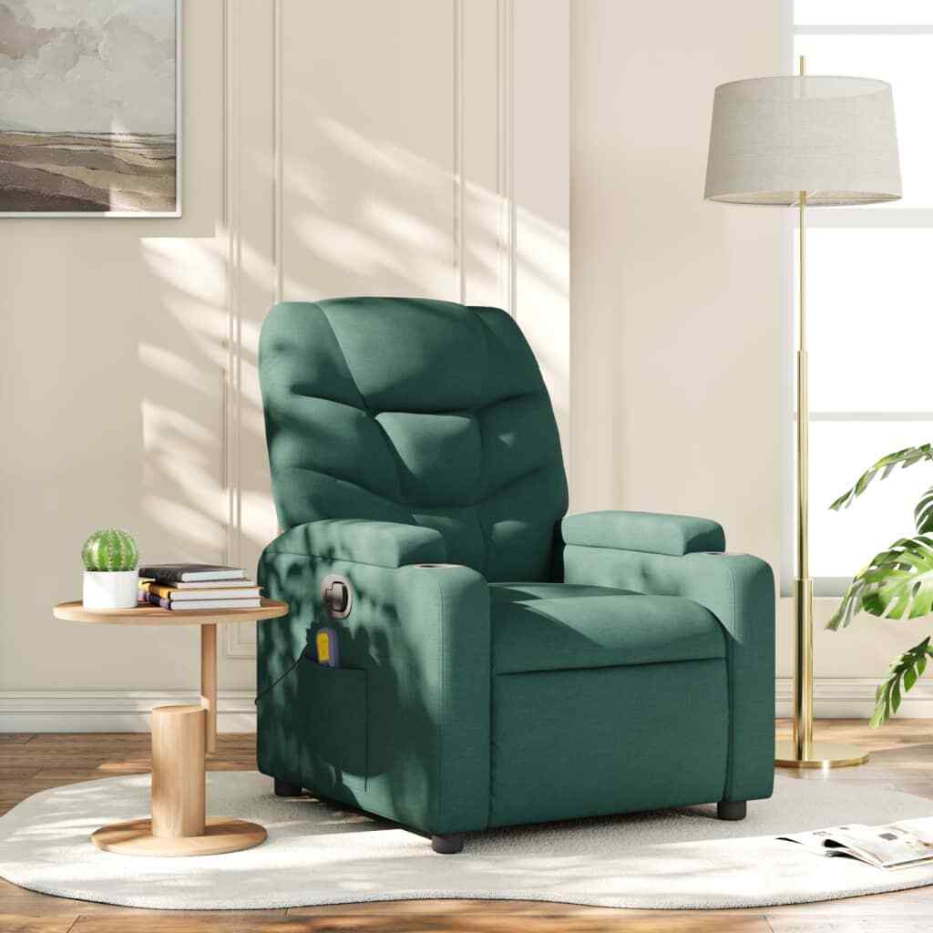 Massage Recliner Chair Wingback Reclining Armchair for Elderly Fabric vidaXL vid