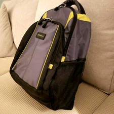 Eddie Bauer Baby Diaper Bag Padded Backpack Gray Black Zippered Multiple Pockets