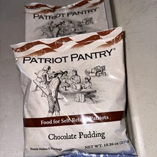 Patriot Pantry Chocolate Pudding, Set If 2, 25 Year Shelf Life Emergeny Food,