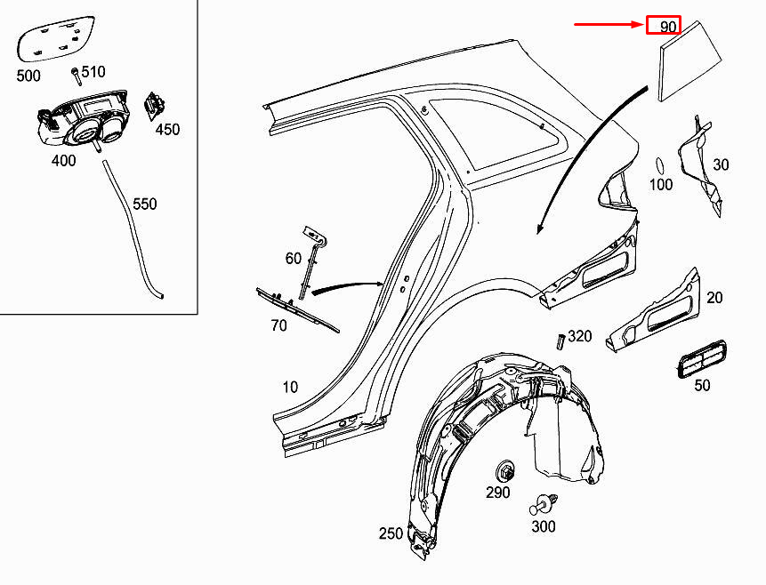 MERCEDES-BENZ C W205 Seitenwanddämpfung hinten rechts A2056825801
