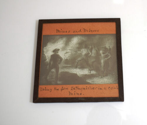 COAL MINING : USING FIRE EXTINGUISHERS C1875 VICTORIAN Magic Lantern Slide MINER - Picture 2 of 5