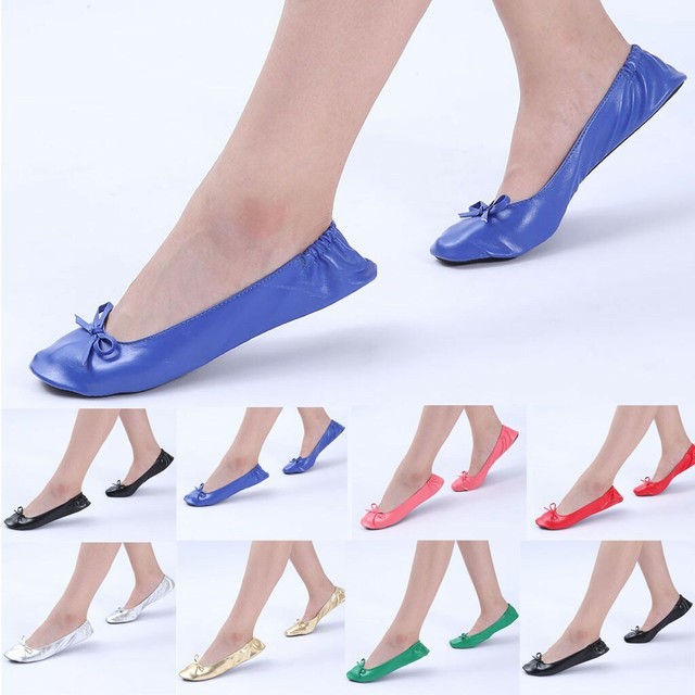 women's foldable portable travel ballet flat roll up slipper shoes