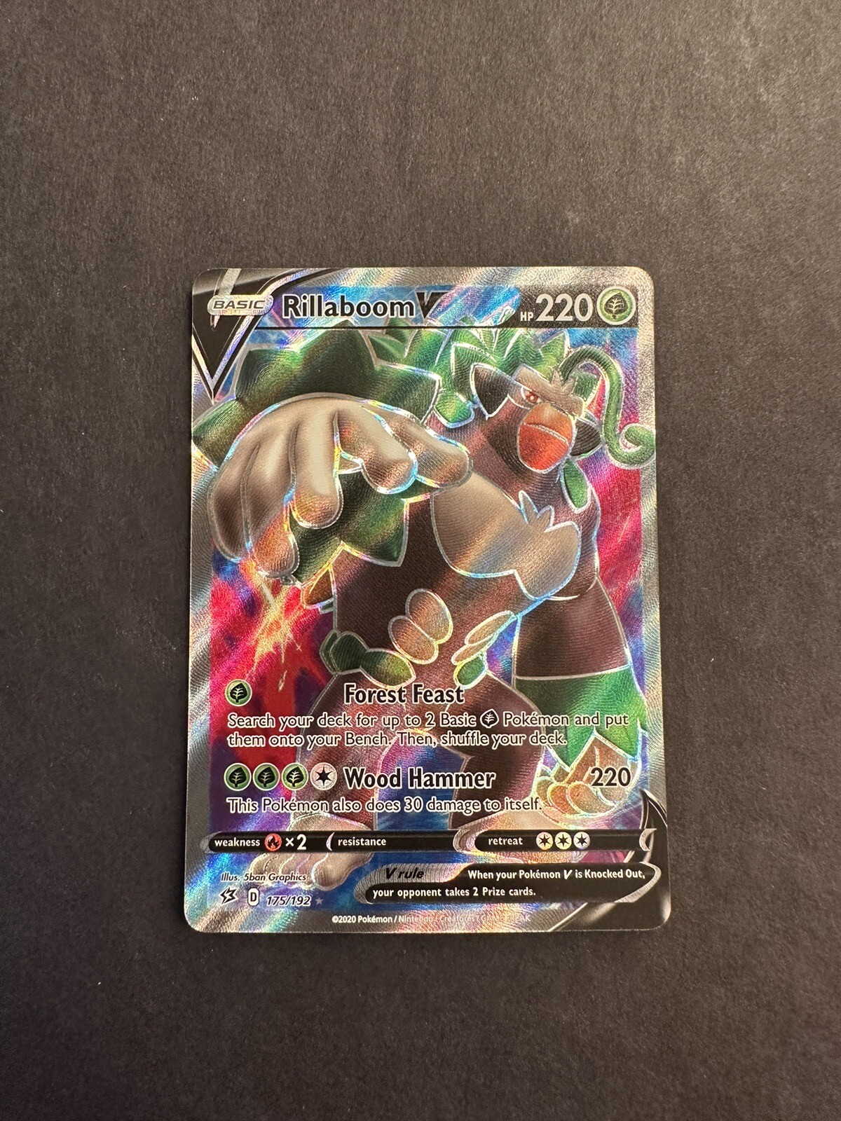 Rillaboom V 175/192 SWSH Rebel Clash Full Art Ultra Rare Holo Pokémon 2020 NM