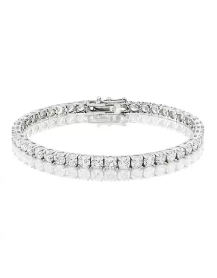 5.25 Carat Round Real Natural Diamond Tennis/Link Bracelet 14K White Gold 7 inch - Image 3 of 4