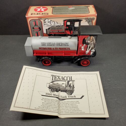 Texaco 1910 Mack Sr. Tanker Truck Series DieCast Metal Bank Ertl Collector COA