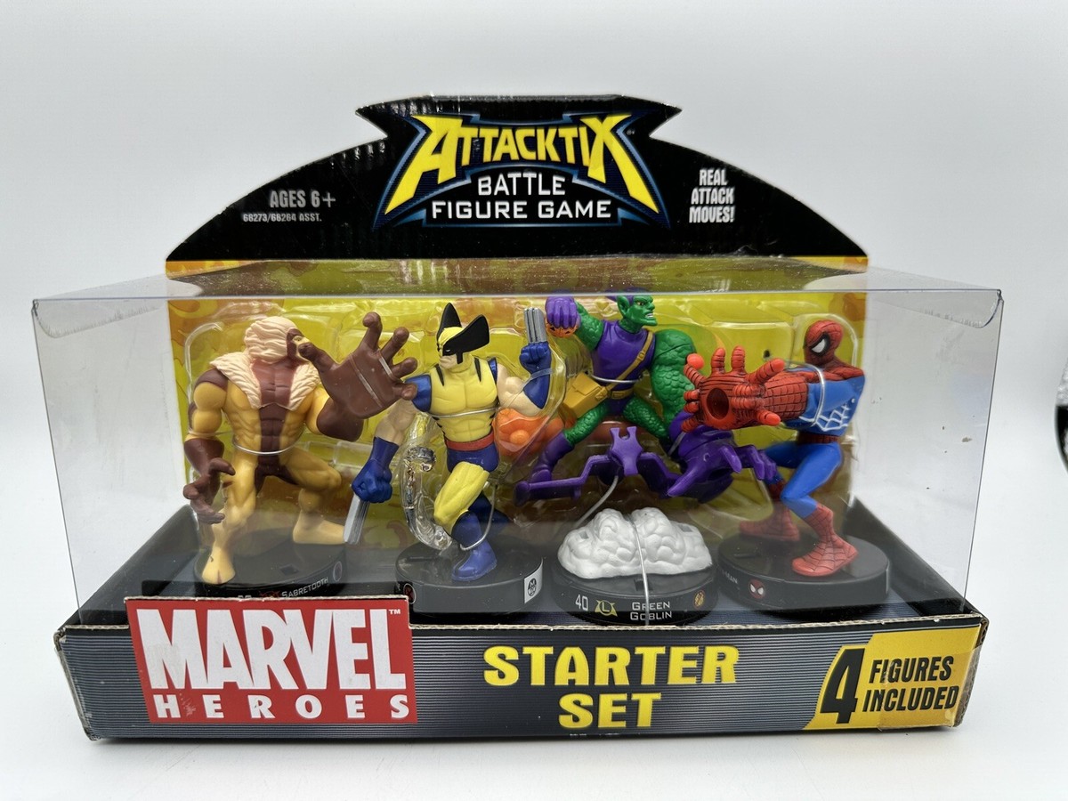 Attacktix 4 Figure Starter Marvel Sabertooth/Wolverine/Green