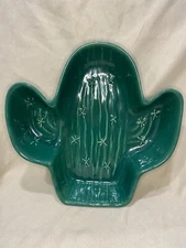 Vintage Treasure Craft USA Green Cactus Chip And Dip Serving Tray Platter