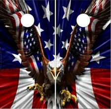 American Eagle Flag LAMINATED Cornhole Wrap Bag Toss Skin Decal Sticker