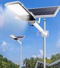 Faro LED Lampione Stradale 400W Luce Fredda Pannello Solare Staffa Crepuscolare