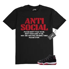 11 Bred Velvet Gym Red 2024 Black White T Shirt to Match AS