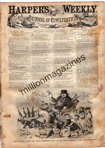 1858 Harpers Weekly December 25 - Santa Claus comes to the United States