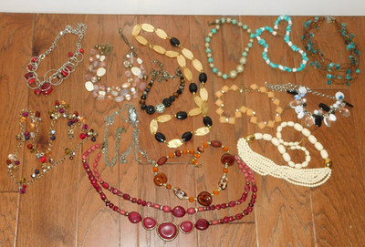 VINTAGE! Lot 14 Beaded MCM Necklace J Crew Napier+ Glass Wood Lucite Crystal++