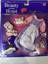 Vtg Disney Beauty Beast Barbie MOC Belle Dinner Fashion Complete Table Setting