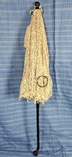 19TH CENTURY FOLDING PARASOL WITH LACE COVER, INLAID HANDLE, FINIAL