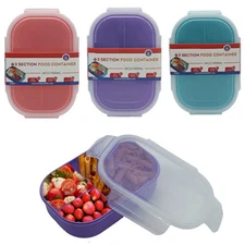 3 Locking Lid Food Storage Containers Airtight Meal Prep 3 Section Divided Plate