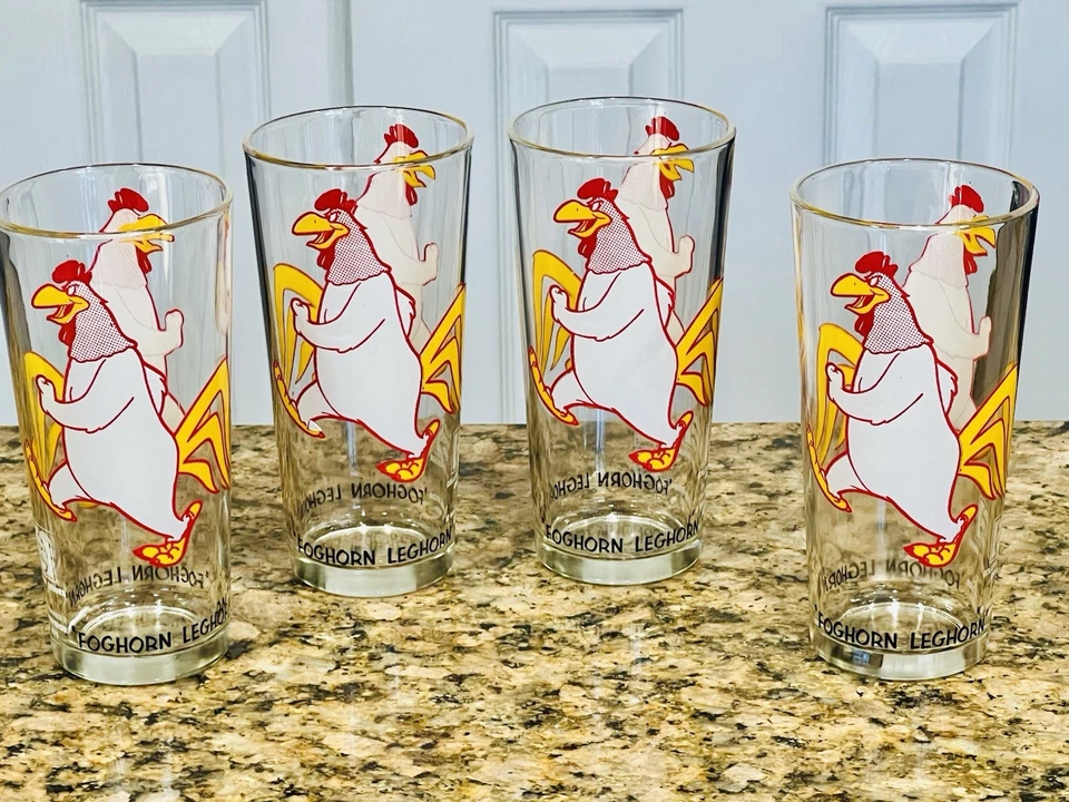 Juego de 4 gafas Foghorn Leghorn 1973 vintage serie limitada Pepsi 6,25 impecable Foto 4 de 4