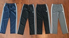 Lot Of 4 Boys Youth L 14-16 Adidas Tricot Straight Leg Stripe Track Casual Pants
