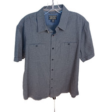 Grizzly Mountain Men's Large Button Down Shirt Gray Short Sleeve Textured
