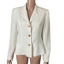 Casual Corner Blazer Womens 6 White 3 Button Single Breasted