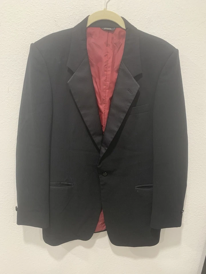 Traje Chaqueta Abrigo 40R Negro Vintage YSL YVES SAINT LAURENT LEER Foto 3 de 4