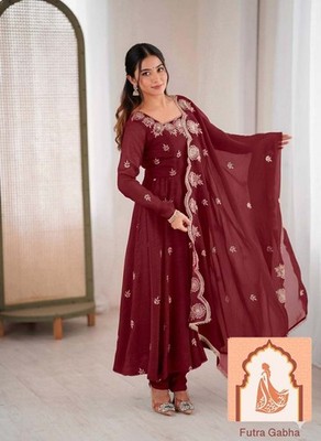 Elegant Embroidered Sequence Designer Anarkali Three Piece Set