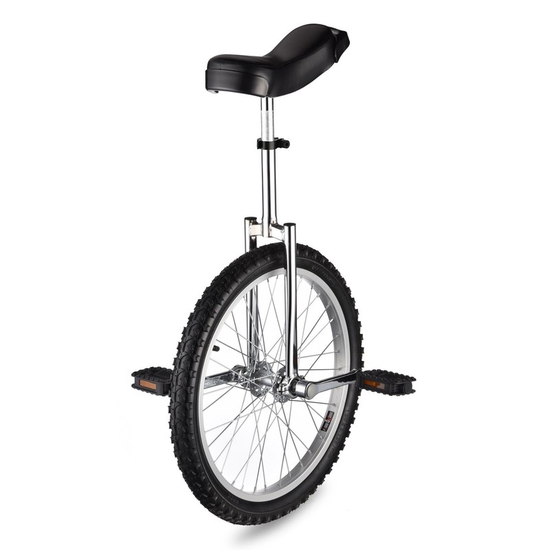 20" Silver Unicycle Cycling Scooter Circus Bike Skidproof Tire Balance Exercise