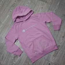 Champion Pink Hoodie White Logo Girls Size Large