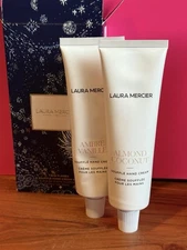 LAURA MERCIER TWIN FLAMES SOUFFLE HAND CREAM AMBRE VANILLA & ALMOND COCONUT NIB