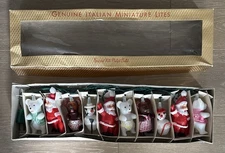 Vintage Genuine Italian Miniature Christmas Lites Set Teddy Bears Santa Snowman