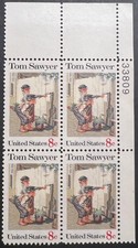 SCOTT#: 1470 - TOM SAWYER 8¢ 1972 BPE PERF 11 PLATE BLOCK OF FOUR MNH - LOT 6