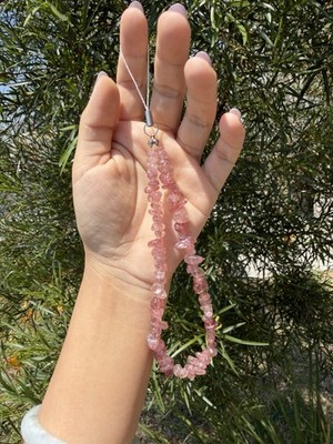 Strawberry Quartz Crystal Phone Strap,Healing Crystal Charm for Love Harmony