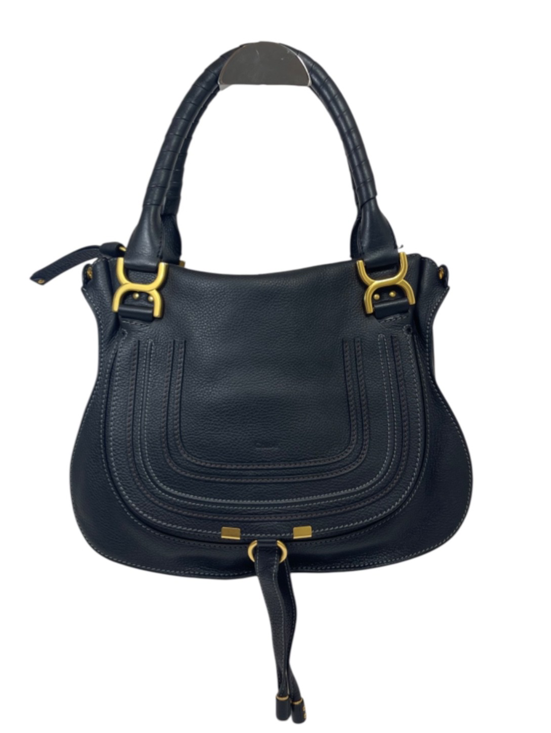 Chloé Marcie Grained Leather Satchel in Black