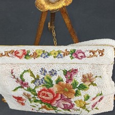 Vintage Beaded Purse Petit Point Floral Bag