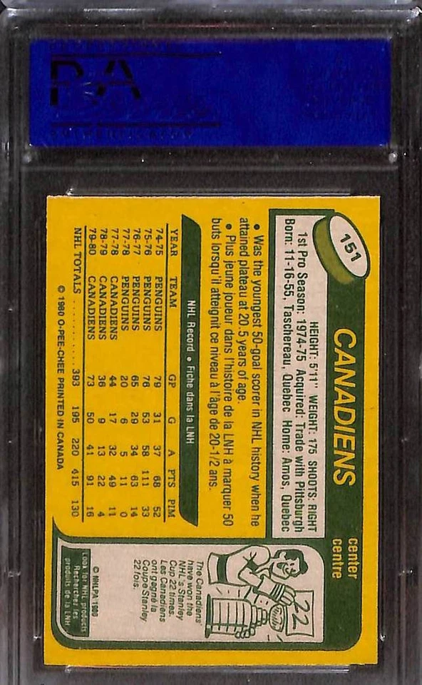 1980 O-Pee-Chee #151 Pierre Larouche PSA 9 Mint 31414917  - Image 2 of 3
