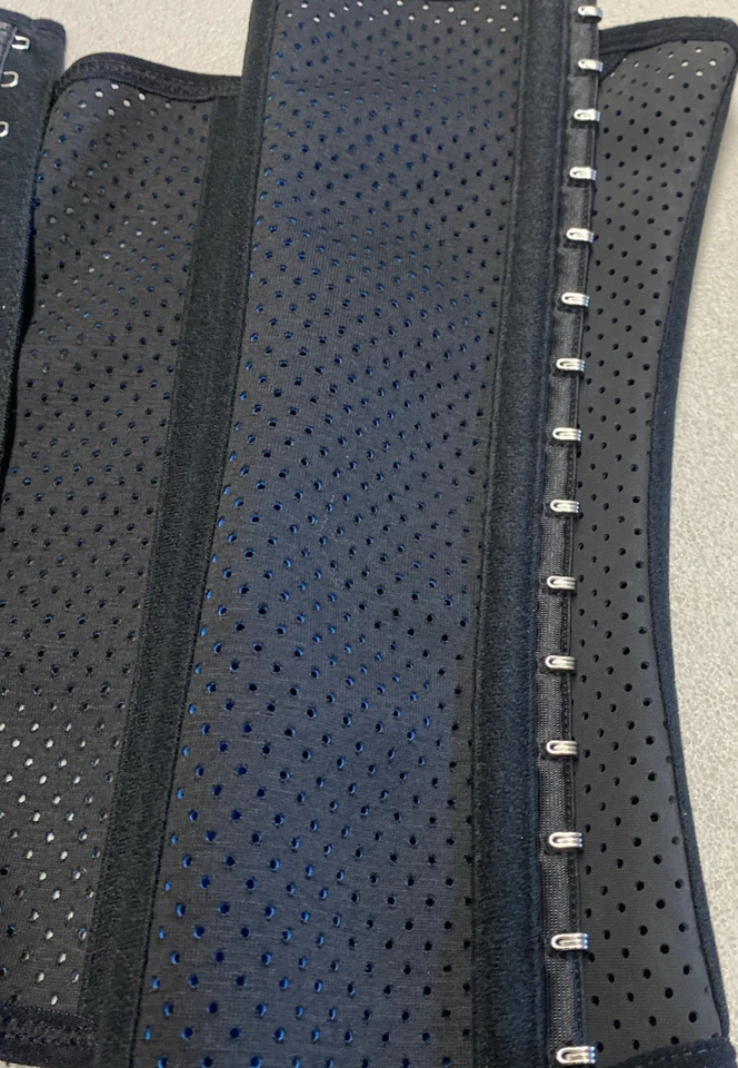 Cincher de cintura térmica esportiva látex tamanho 2XL azul preto 3 fileiras treinador novo - Imagem 3 de 4