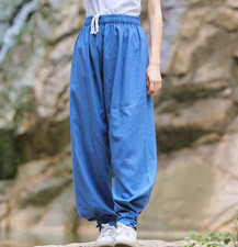 Summer Linen Tai Chi Martial arts pants Women Men Loose Kungfu Wing Chun Trouser