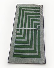 Vintage Cotton Bath Towel 70s Mod Geometric Green and Blue Retro