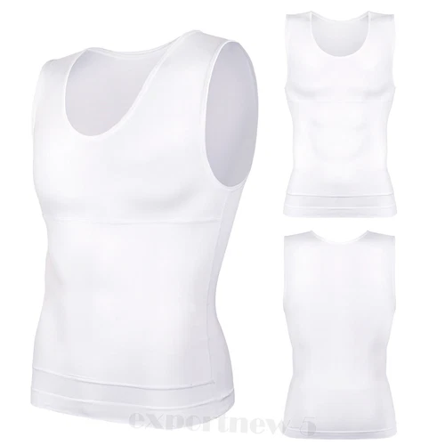Hombres Camisa de Compresión Control Abdomen Chaleco Apretado Adelgazante Cuerpo Modelador Entrenamiento Grasa - Imagen 21 de 21