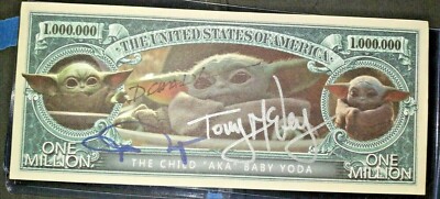 GROGU BABY YODA MANDALORIAN CHILD STAR WARS SIGNED CUSTOM 1 MILLION DOLLAR BILL