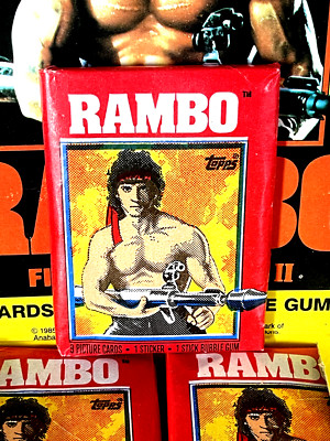 1985 TOPPS RAMBO FIRST BLOOD PART 2 Movie   PACK 9 Cards 1 Sticker 1 Gum SEALED