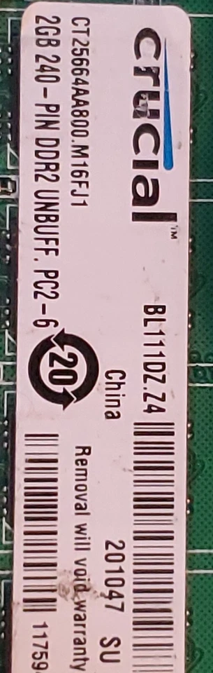 3x 2GB DDR2 (Kit of 3, 6GB Total) Kingston, Crucial, Crucial - Image 3 of 4
