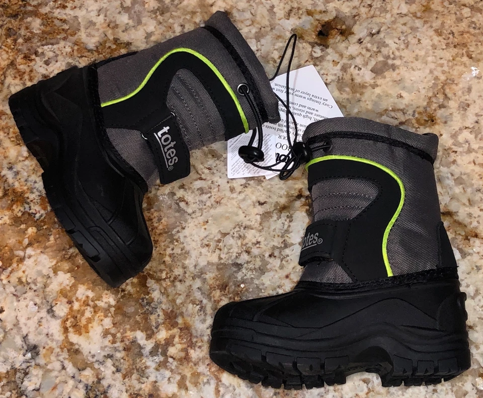 TOTES Fairy Grey Black Suede Canvas Winter Boots Toddler NEW Little Boys Sz 6 - Image 2 of 4