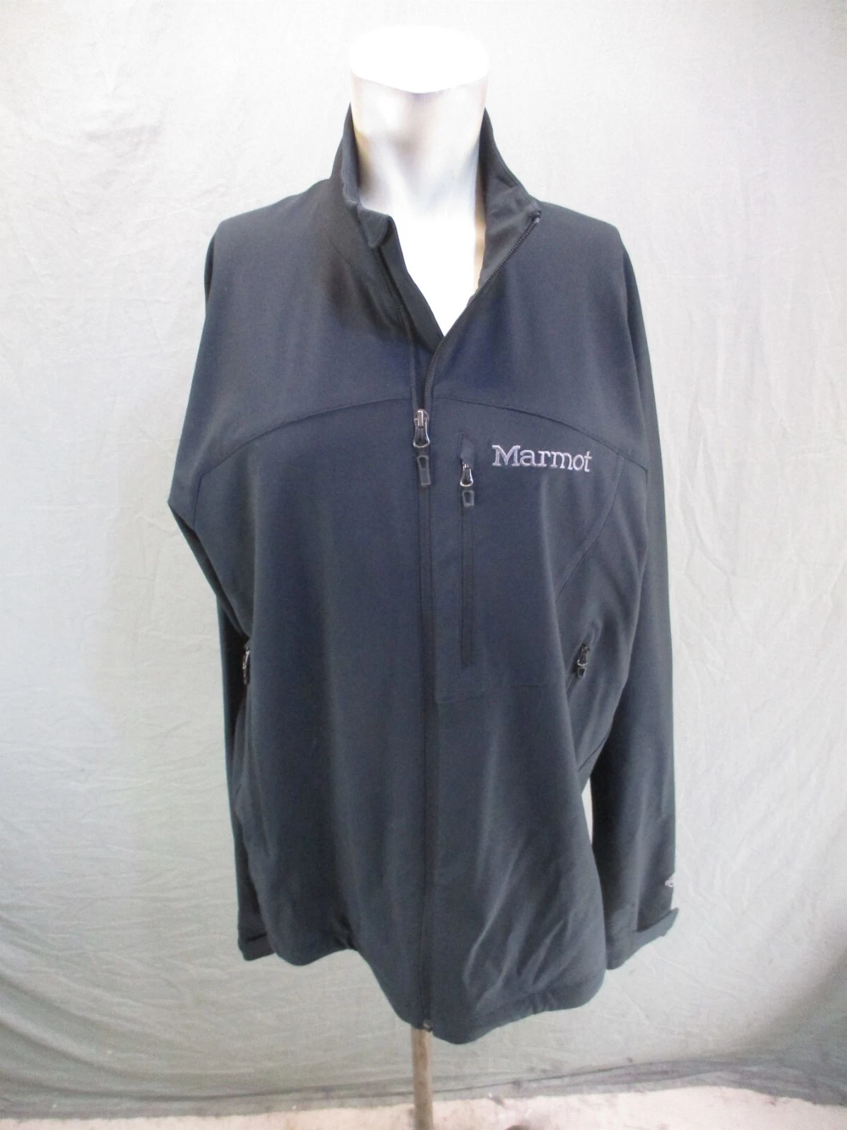 MARMOT Size XL Mens BLK Full Zip Stand Collar Zip Pocket Softshell Jacket 263
