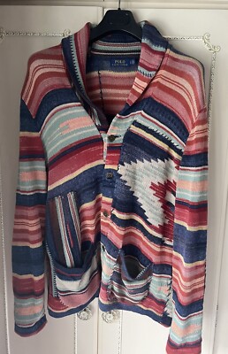 Ralph Lauren CLAYTON native caldwel　L Polo Ralph Lauren Hand Knit Navajo Aztec Cardigan Jacket Large