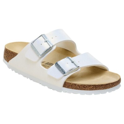 Birkenstock Arizona Embossed Slide Sandals White Lizard US 6.0 EUR 37 Narrow NWT