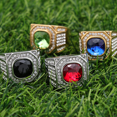 Mens Nugget Design Pinky Ring 14k Gold Plated Iced Cubic