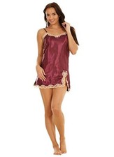 Ladies Sexy Short Satin Grey Chemise Pink Nightdress Nightie Black