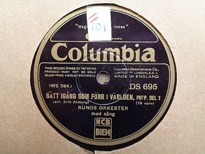 RUNOS ORKESTER - Satt Igang Som Forr I Varlden 78 rpm disc (SWEDISH, A+)