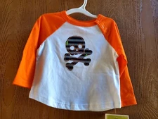 NWT Size 9M Circo Baby Halloween White Orange Shirt with skull bones New